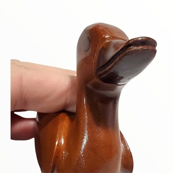 Hand carved solid dark wood duckling small 3" - Picture 10 of 13